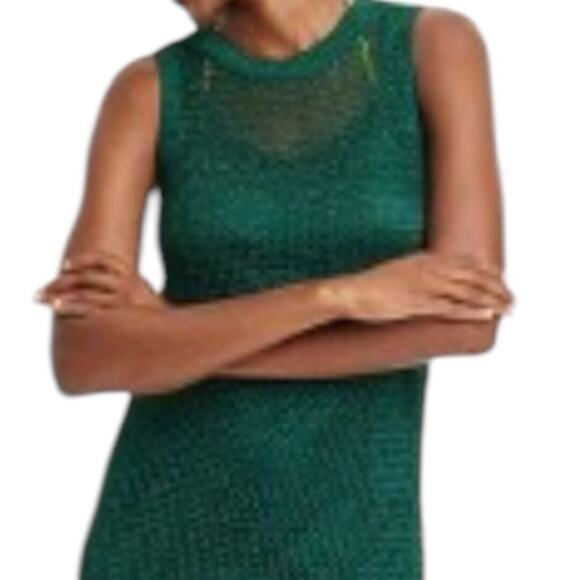 A New Day Openwork Midi Mesh Dress Womens Sm Shiny Glam Party Resortwear Beachy - Picture 4 of 11